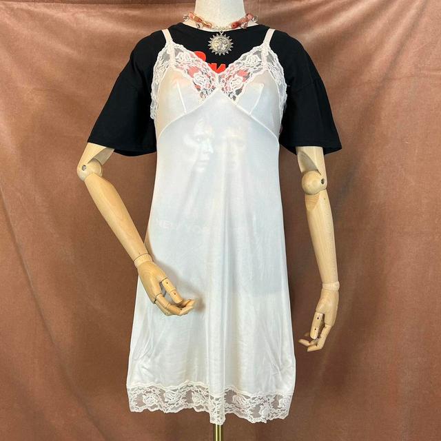 Vintage Women's Slip Dress - Cream/White - 12 on Productcaster.