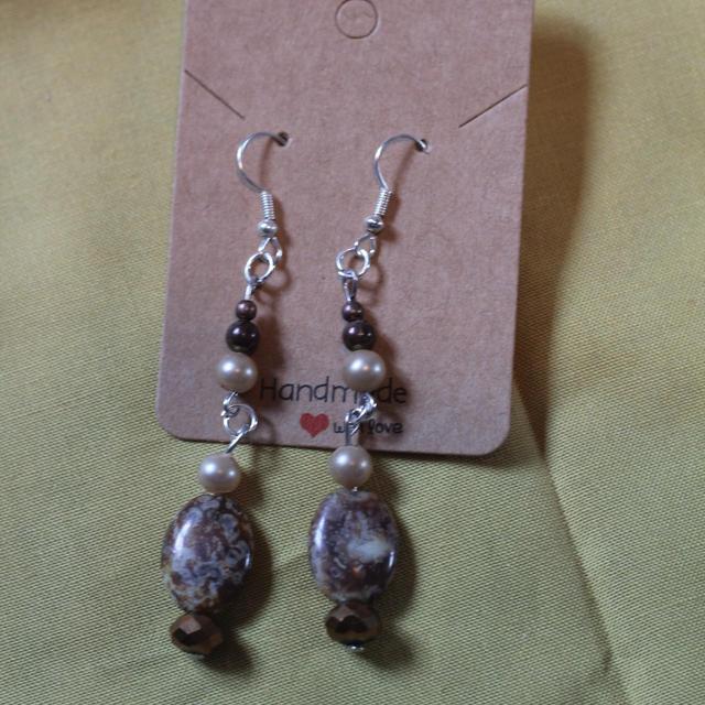 Handmade Women's Earrings - Brown on Productcaster.