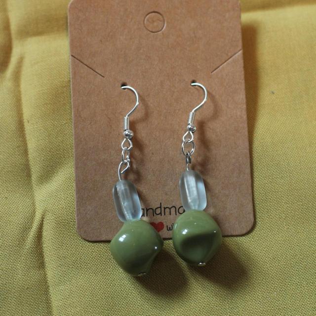 Handmade Women's Earrings - Green on Productcaster.