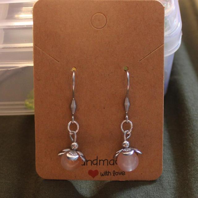 Handmade Women's Earrings - Orange/Silver on Productcaster.