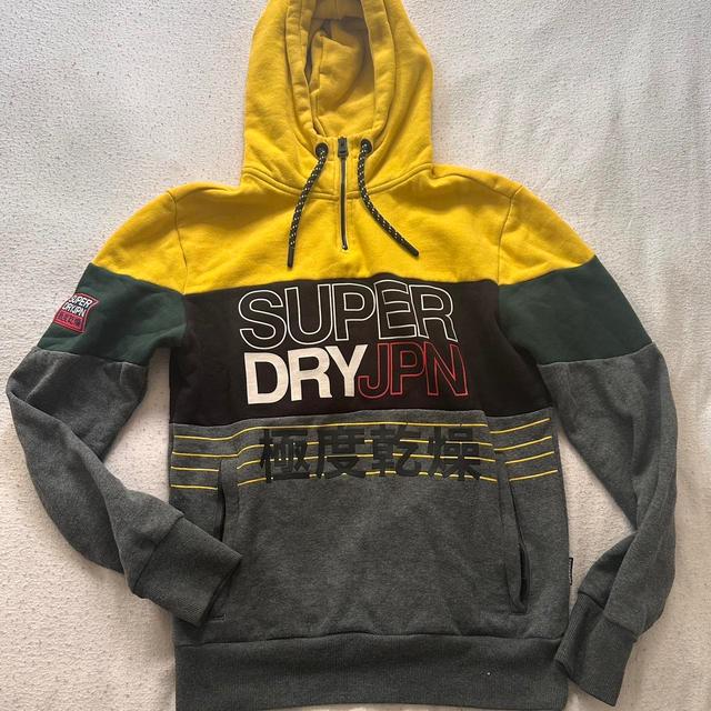 Superdry Men's Hoodie - Black/Yellow - S on Productcaster.