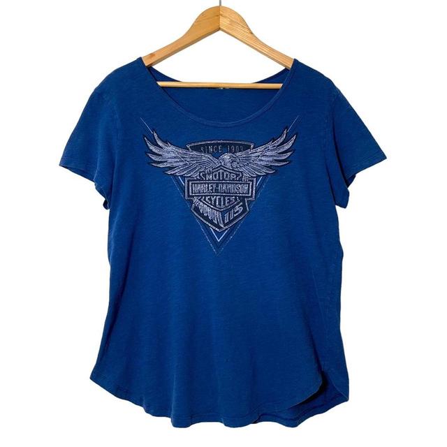 Harley Davidson Women's T-shirt - Blue - L on Productcaster.