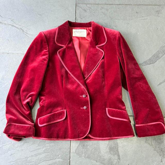 Jaeger Women's Blazer Jacket - Burgundy - UK 12 on Productcaster.