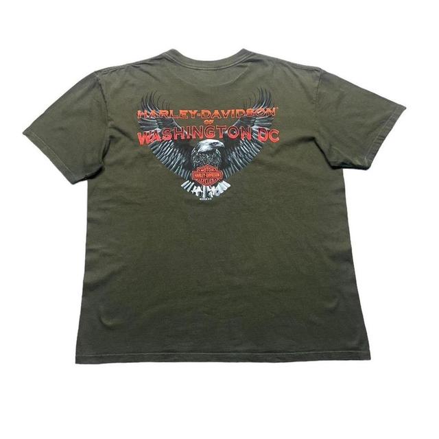 Harley Davidson Men's T-shirt - Green/Orange - XL on Productcaster.