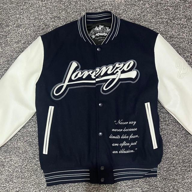 Preloved Men's Varsity Jacket - Navy/White - S on Productcaster.