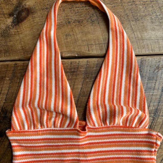 H&M Women's Crop top - Orange/White - 6 on Productcaster.