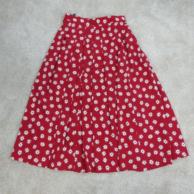 Vintage Women's Midi Skirt - Red - UK 14 on Productcaster.