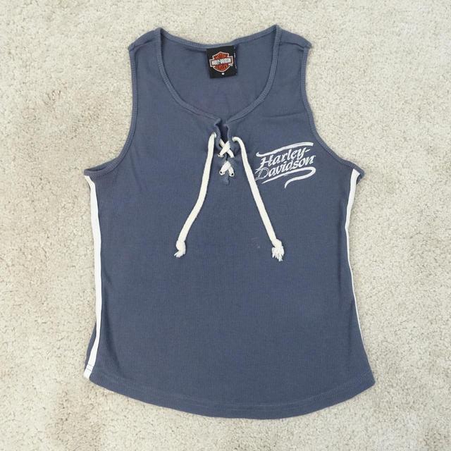 Harley Davidson Women's T-shirt - Blue/Grey - M on Productcaster.