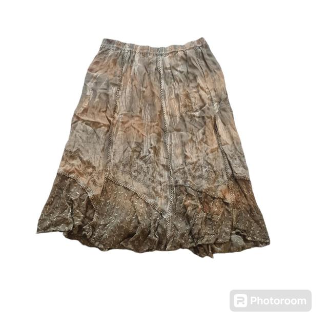 Vintage Women's Midi Skirt - Brown/Tan - UK 14 on Productcaster.