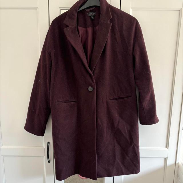 Topshop Women's Overcoat - Burgundy/Purple - UK 14 on Productcaster.