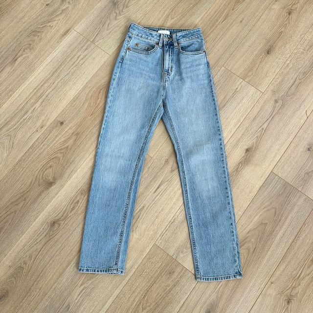 H&M Women's High waisted Bleached Jeans - Blue - UK 4 on Productcaster.