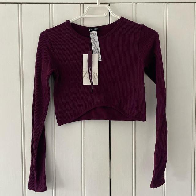 Zara Women's Crop top - Purple/Burgundy - M on Productcaster.