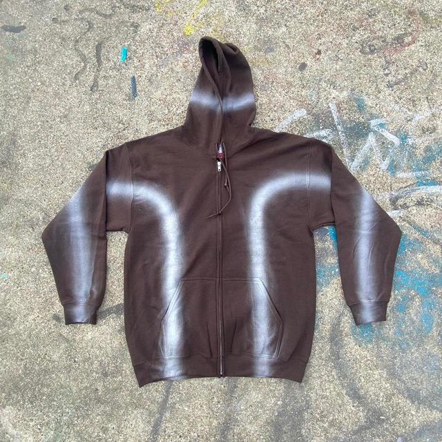 Custom Men's Hoodie - Brown/White - XS on Productcaster.