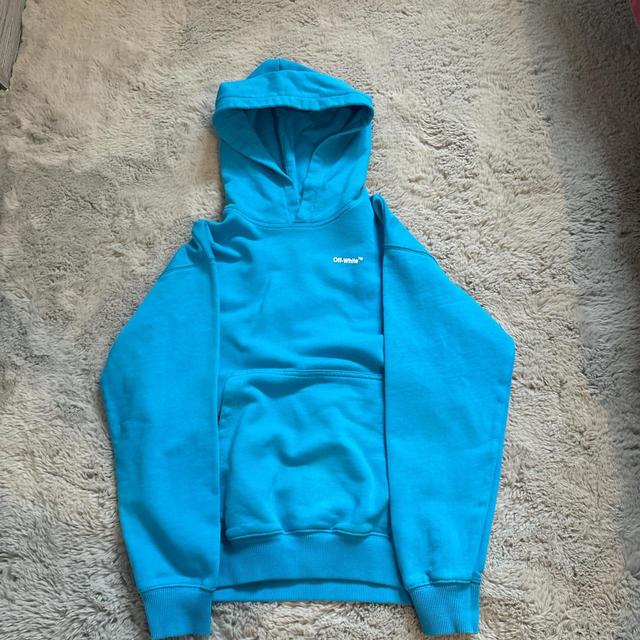 Off-White Men's Hoodie - Blue - XS on Productcaster.