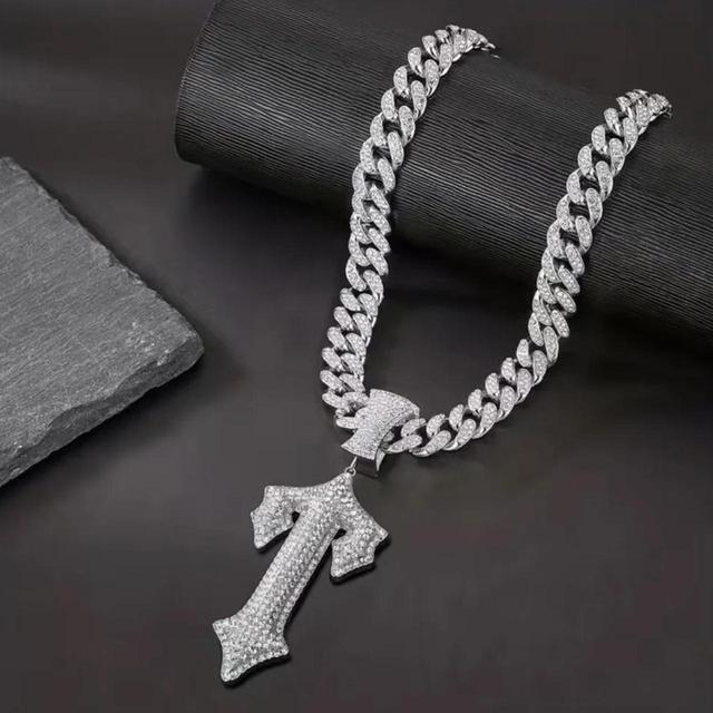 Men's Necklace - Silver/White on Productcaster.