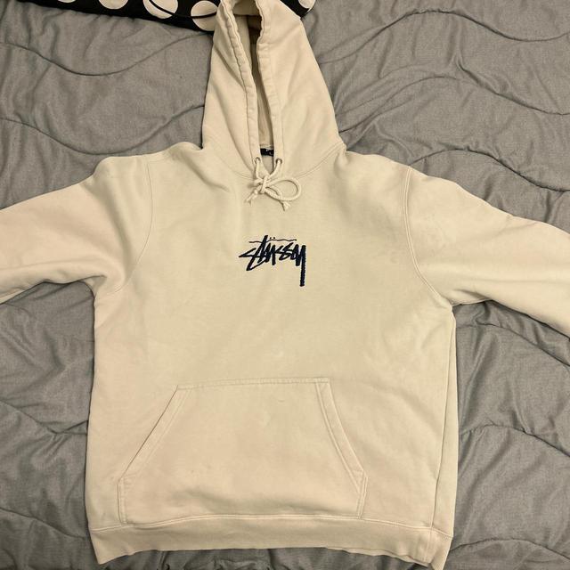 Stüssy Men's Hoodie - White/Navy - L on Productcaster.