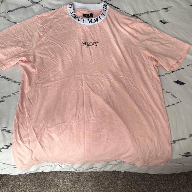 Boohoo Men's T-shirt - Pink/White - L on Productcaster.