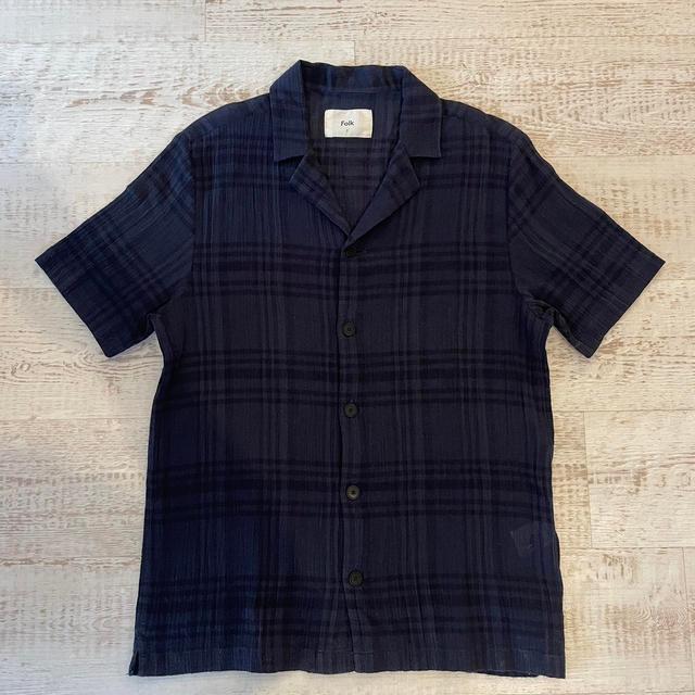 Folk Men's Shirt - Navy/Blue - S on Productcaster.