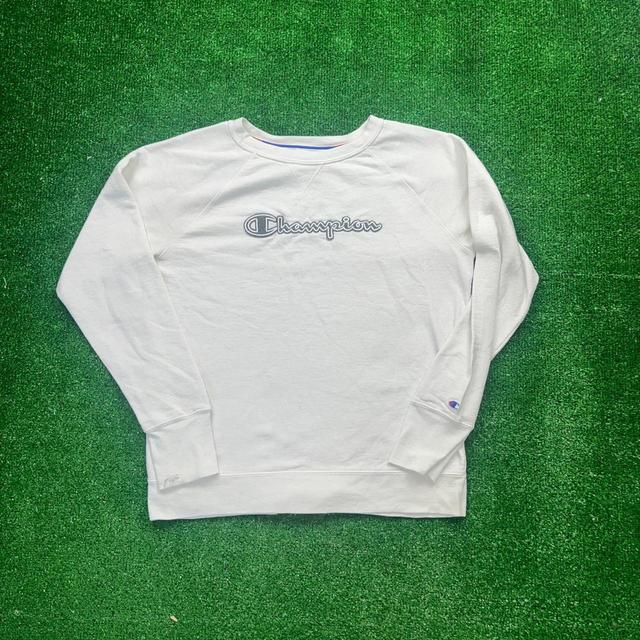 Champion Women's Sweatshirt - White/Grey - M on Productcaster.