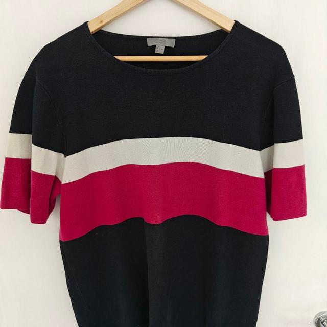 COS Men's T-shirt - Pink/Navy - L on Productcaster.