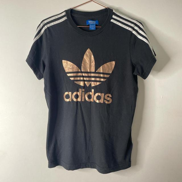 Adidas Women's T-shirt - Black/Gold - 12 on Productcaster.