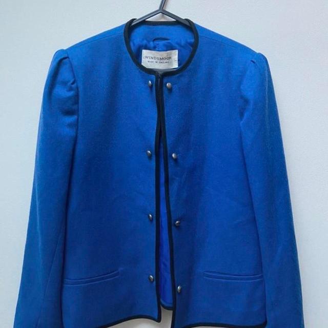 Vintage Women's Blazer Jacket - Blue - UK 12 on Productcaster.