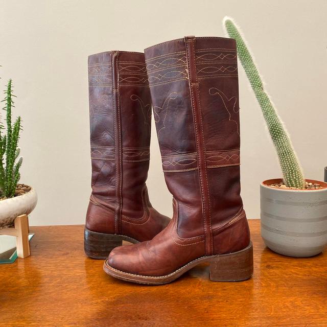 Frye Women's Leather Boots - Burgundy/Brown - UK 5.5 on Productcaster.