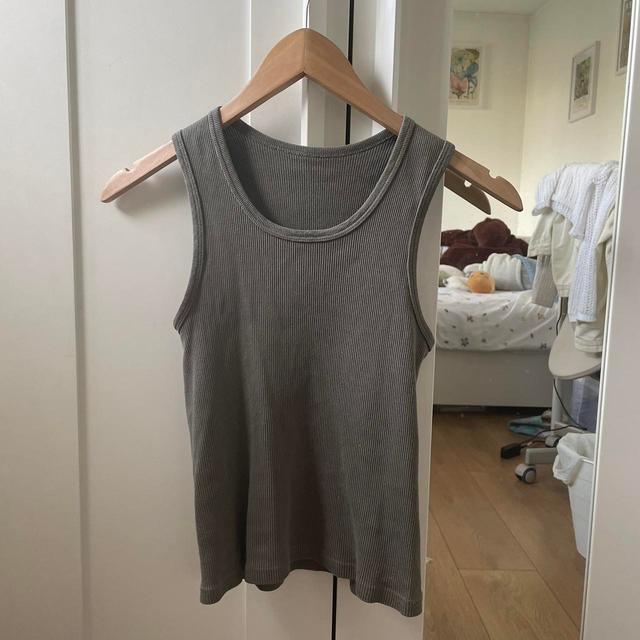 Brandy Melville Women's Vest - Khaki/Green - 10 on Productcaster.