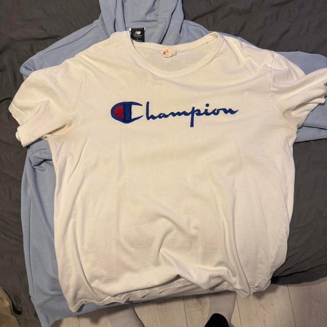 Champion Men's Shirt - White/Blue - L on Productcaster.