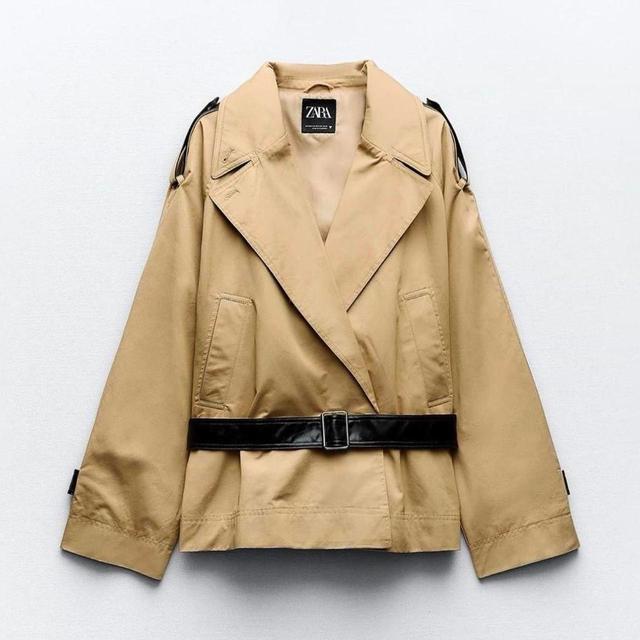 Zara Women's Overcoat - Tan/Cream - L on Productcaster.