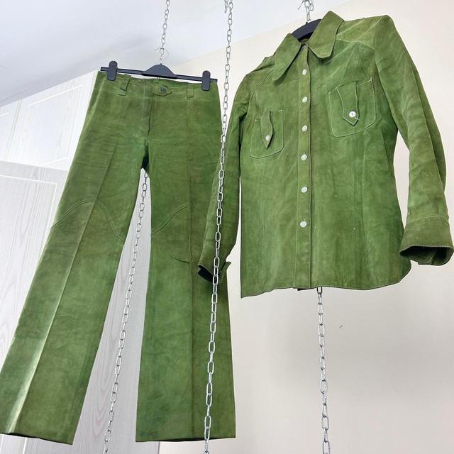 Vintage Women's Suit - Green - M on Productcaster.