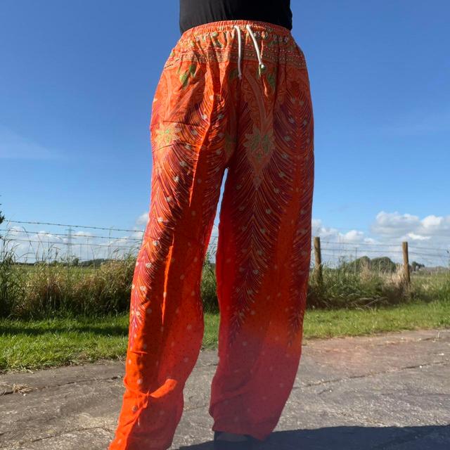 Vintage Women's High waisted Painted Trousers - Orange/Multi - UK 10 on Productcaster.