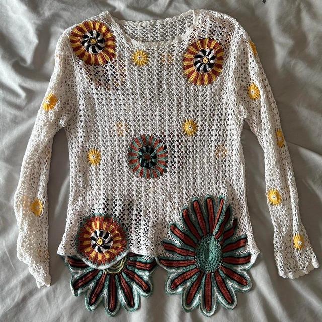 Unique Vintage Women's Jumper - Multi/White - M on Productcaster.