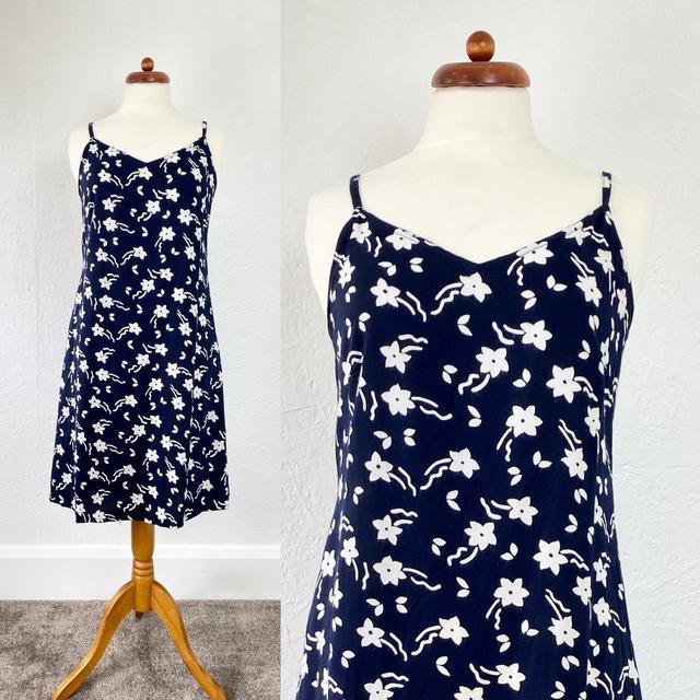 Vintage Women's Slip Dress - Navy - 12 on Productcaster.