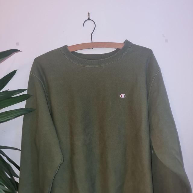 Champion Men's Sweatshirt - Green/Khaki - S on Productcaster.