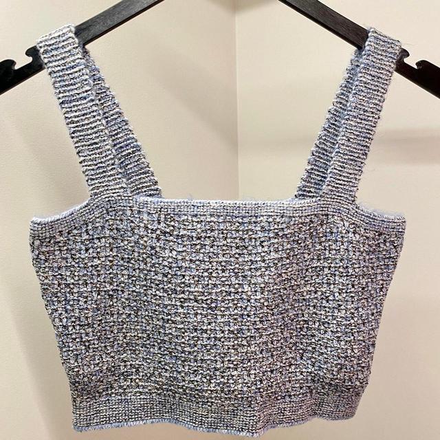 H&M Women's Crop top - Blue/Silver - M on Productcaster.