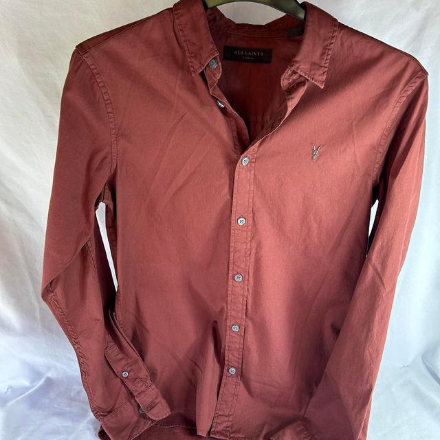 AllSaints Men's Shirt - Burgundy - XS on Productcaster.