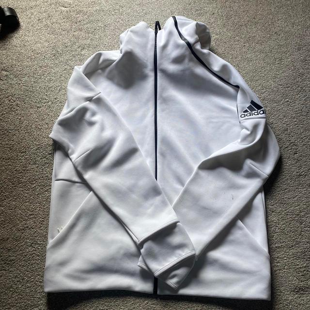 Adidas Men's Hoodie - White/Black - L on Productcaster.