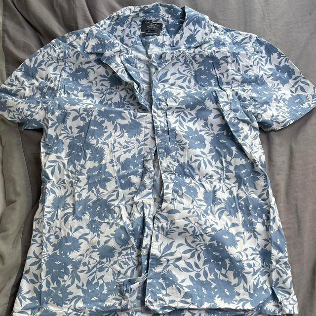 Primark Men's Shirt - Blue/White - L on Productcaster.