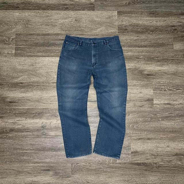 Preloved Men's Straight leg Jeans - Navy/Blue - XL on Productcaster.