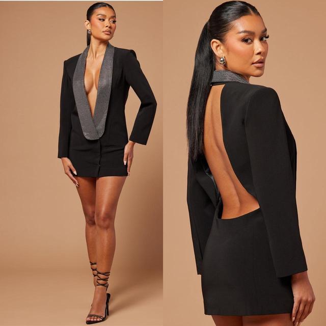 Fashion Nova Women's Blazer Dress - Silver - 6 on Productcaster.