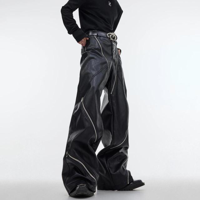 Designer Men's High waisted Cargo Trousers - Black - L on Productcaster.