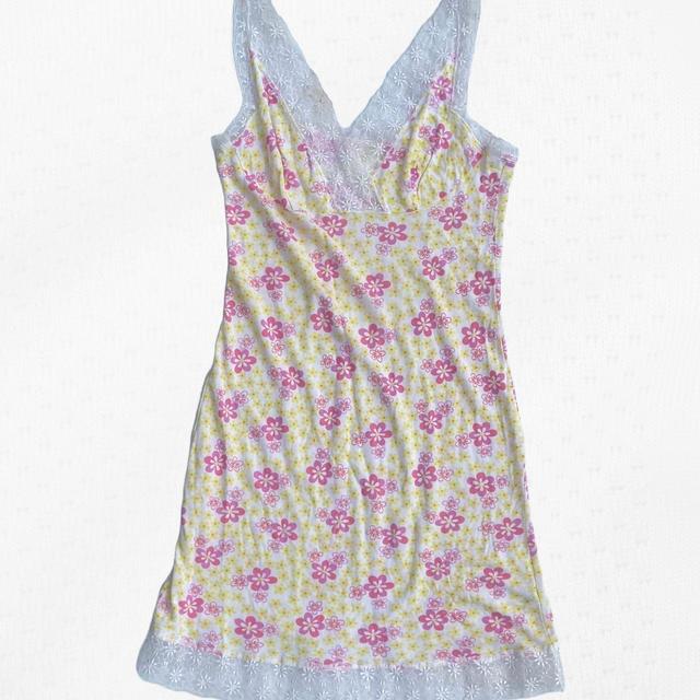 Preloved Women's Slip Dress - Pink/Yellow - S on Productcaster.