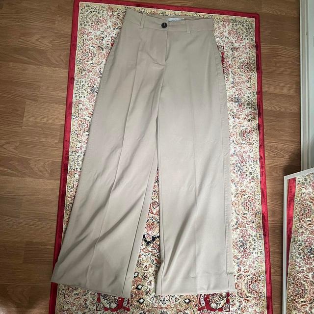 Bershka Women's Trousers - Cream/Grey on Productcaster.