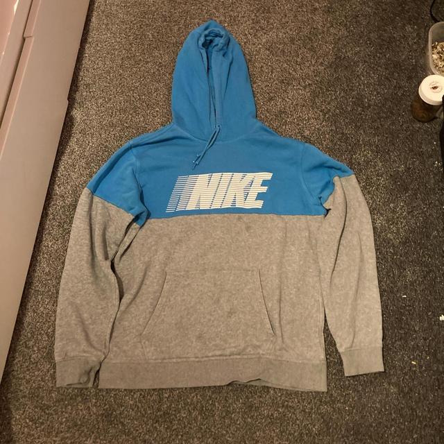 Nike Men's Hoodie - Grey/Blue - M on Productcaster.