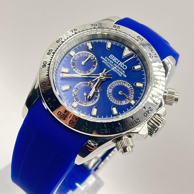 Seiko Men's Analogue Watch - Silver/Blue on Productcaster.