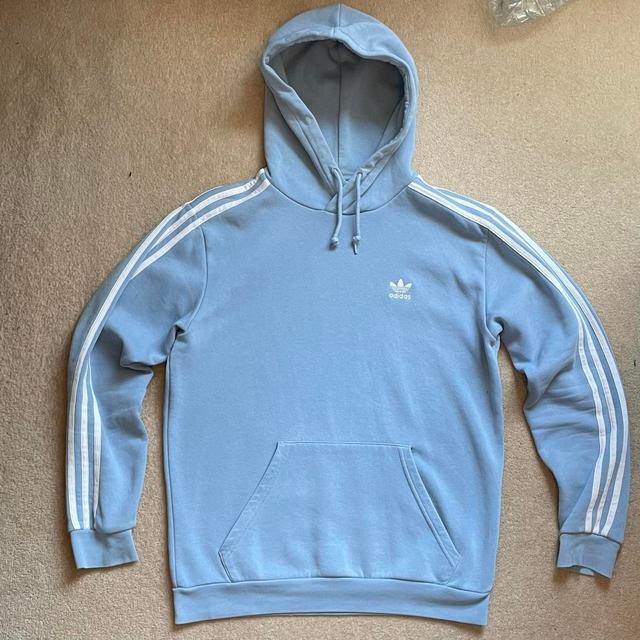 Adidas Men's Hoodie - Blue/White - S on Productcaster.