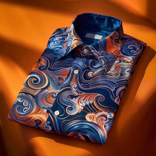 Men's Shirt - Blue/Orange - XL on Productcaster.