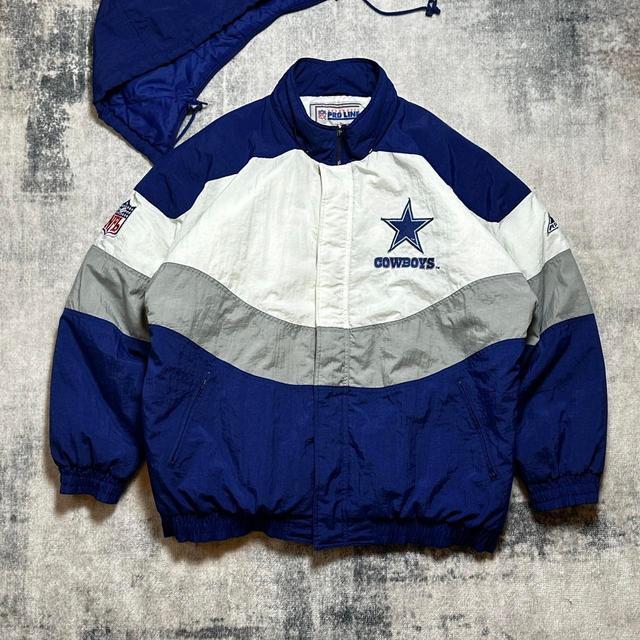 NFL Men's Puffer Jacket - Navy/White - XL on Productcaster.