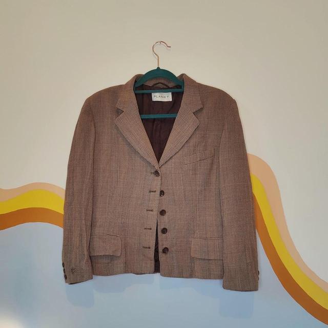 Vintage Women's Blazer Jacket - Tan - M on Productcaster.